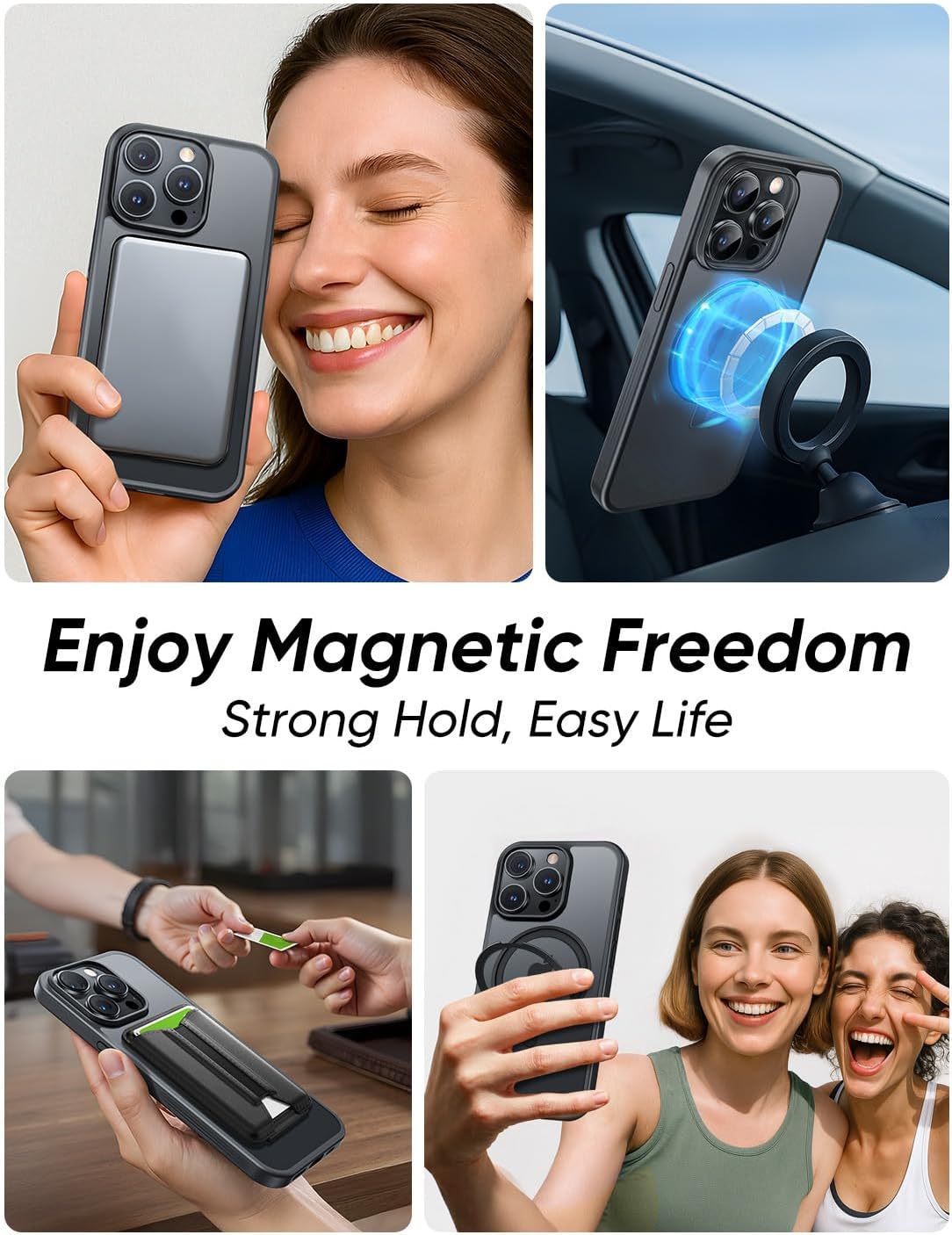 MAGIC JOHN 360° Rotatable Magnetic Invisible Stand for iPhone 15 Pro Max Case [Anti-Slip Grip] [Compatible with MagSafe] 16FT Shockproof for iPhone 15 Pro Max Case with Kickstand, Black - Image 5