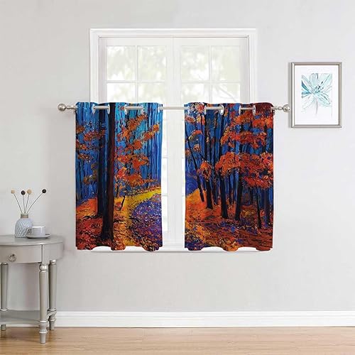 Miniatura 3 de Sound Absorbing Curtains Country Decor Grommet Short Curtain for Doorway Cortinas para Ventanas De Cuarto 55Inch Width by 45Inch Length,2 Panels