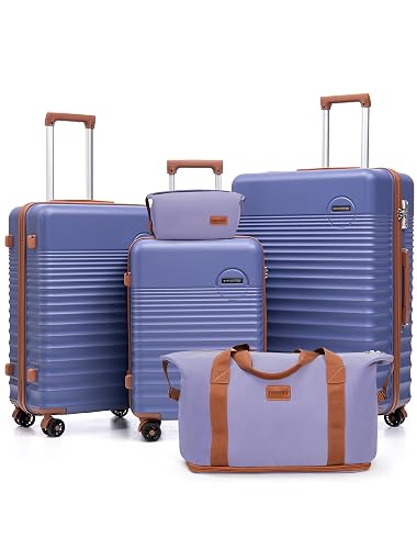 CONCEPTEN Luggage Set 5 Piece, ABS+PC Hardshell Suitcases with Wheels