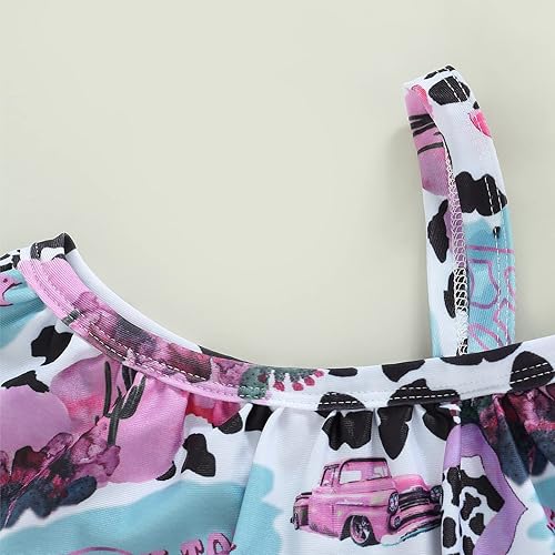 Miniatura 4 de Traje de baño para niña pequeña 2 piezas sin mangas floral parte superior corta natación playa bikini traje de baño de verano