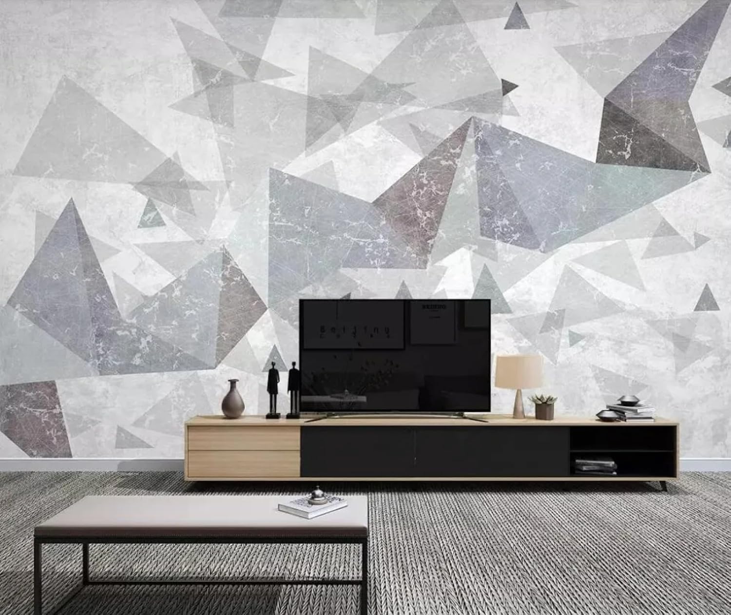 モダンでシンプルな抽象的なソリッドジオメトリテレビの背景の壁画抽象的なスタイルの北ヨーロッパヨーロッパのライン