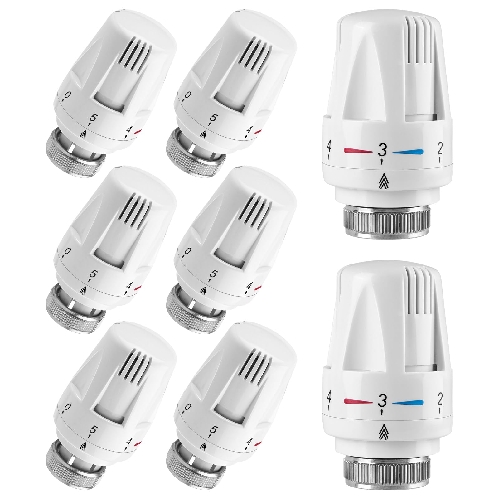8 Pezzi Valvole Termostatiche per Termosifoni, Filetto M30 x 1,5 MM, Testa Termostatica con Posizione Anti-Gelo