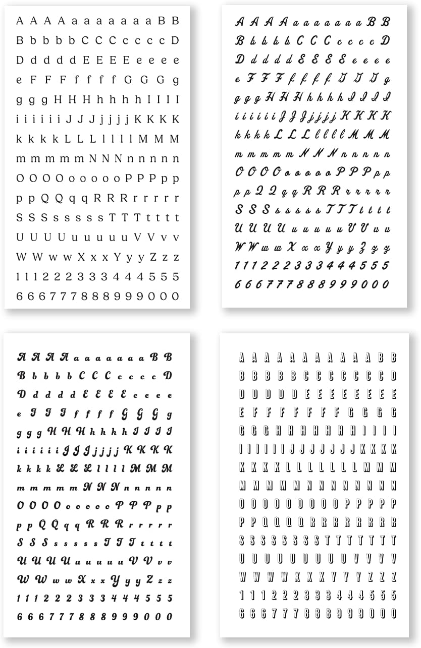 Rongrong Alphabet Collection Sticker Book for Planners, Journals, Scrapbooks – Letters in Multiple Fonts, Sizes & Styles – Perfect for Personalizing Tabs, Labels & Creative Projects - 25 Pages