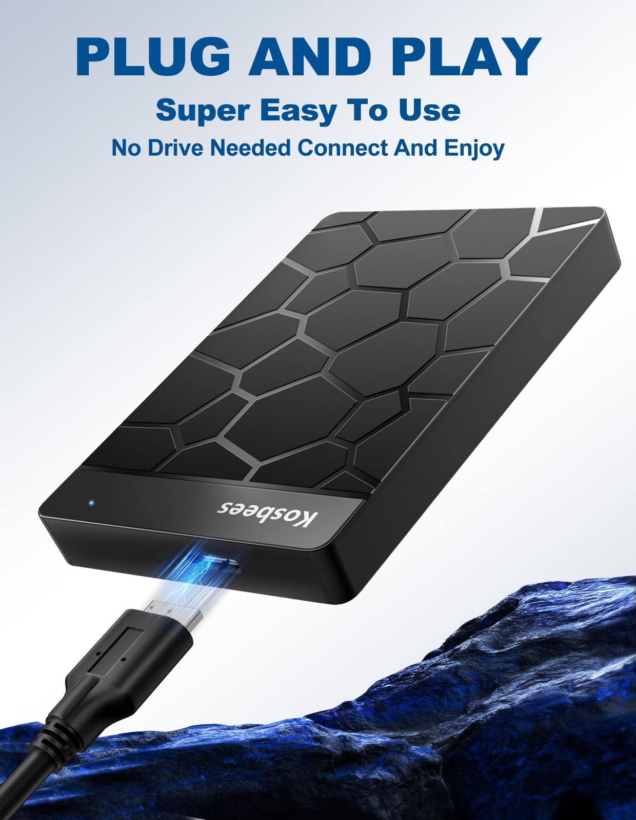 Hard disk esterno da 500 GB, hard disk portatile per Windows, ultra sottile, compatibile con PC, Mac, laptop, PS4, Xbox one, Xbox 360; pronto all'uso