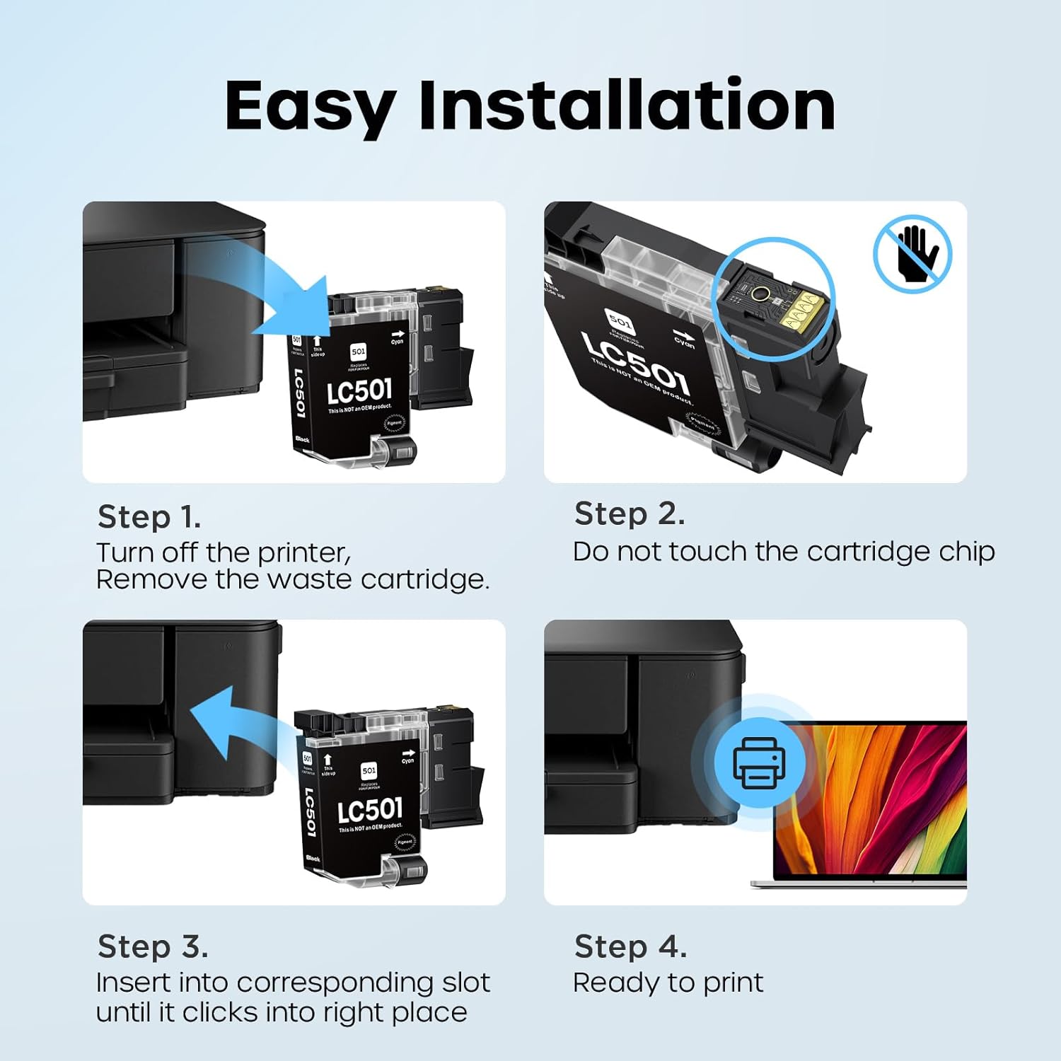 LC501 Ink Cartridges Compatible for Brother LC501 LC501XL LC 501 XL Work for Brother MFC-J1260DW MFC-J1360DW MFC-J1410DW Printer (2 Black)