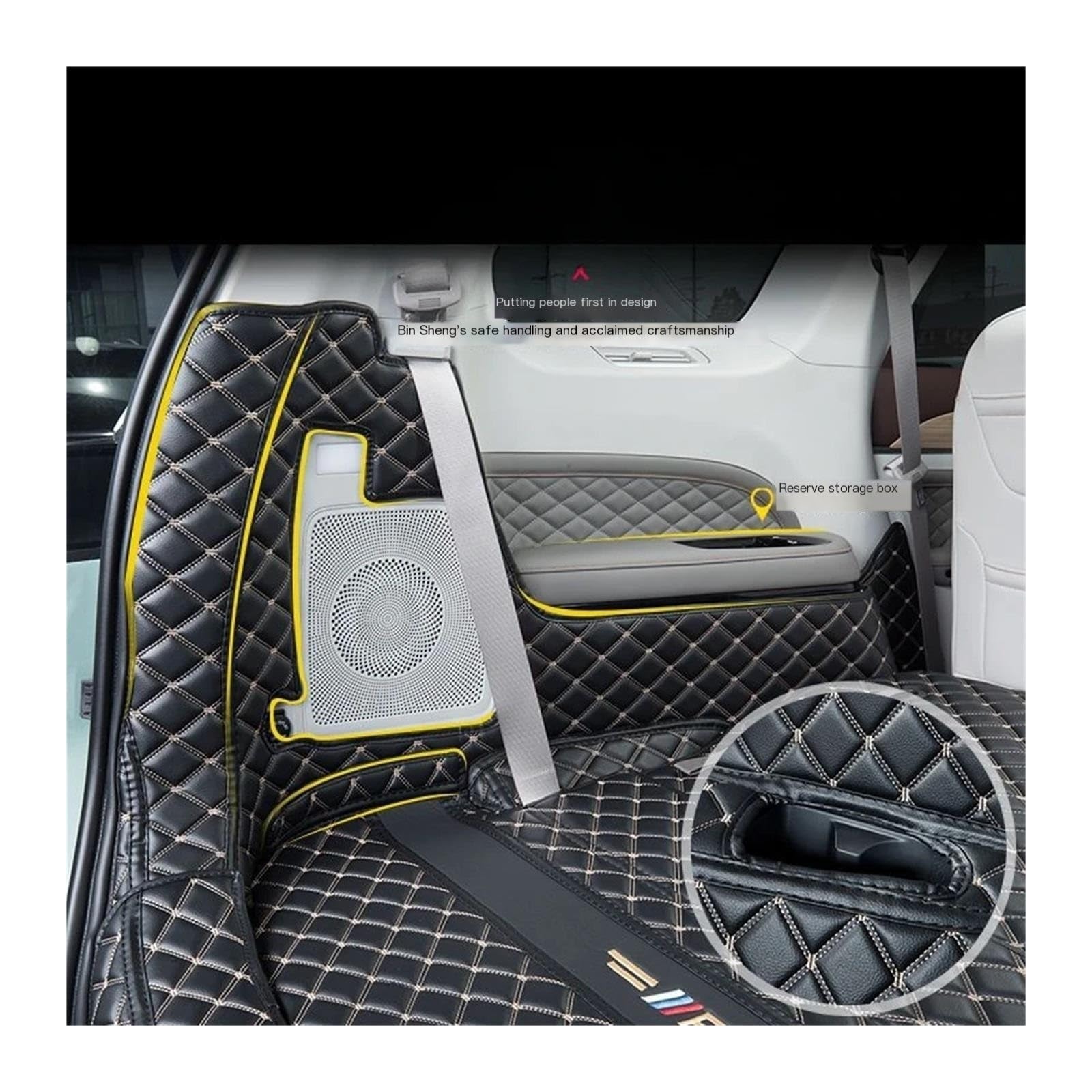 wykładzina cargo Skórzana mata do bagażnika samochodowego pasująca do Dongfeng Forthing M4 U-Tour 2024 2025 6 miejsc antypoślizgowa osłona bagażnika(3pcs black beige)