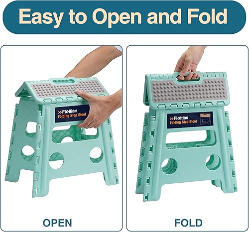 Miniatura 196 de Flottian Taburete plegable de 18 pulgadas para adultos y niños con capacidad para hasta 300 libras, taburetes plegables antideslizantes con asa,
