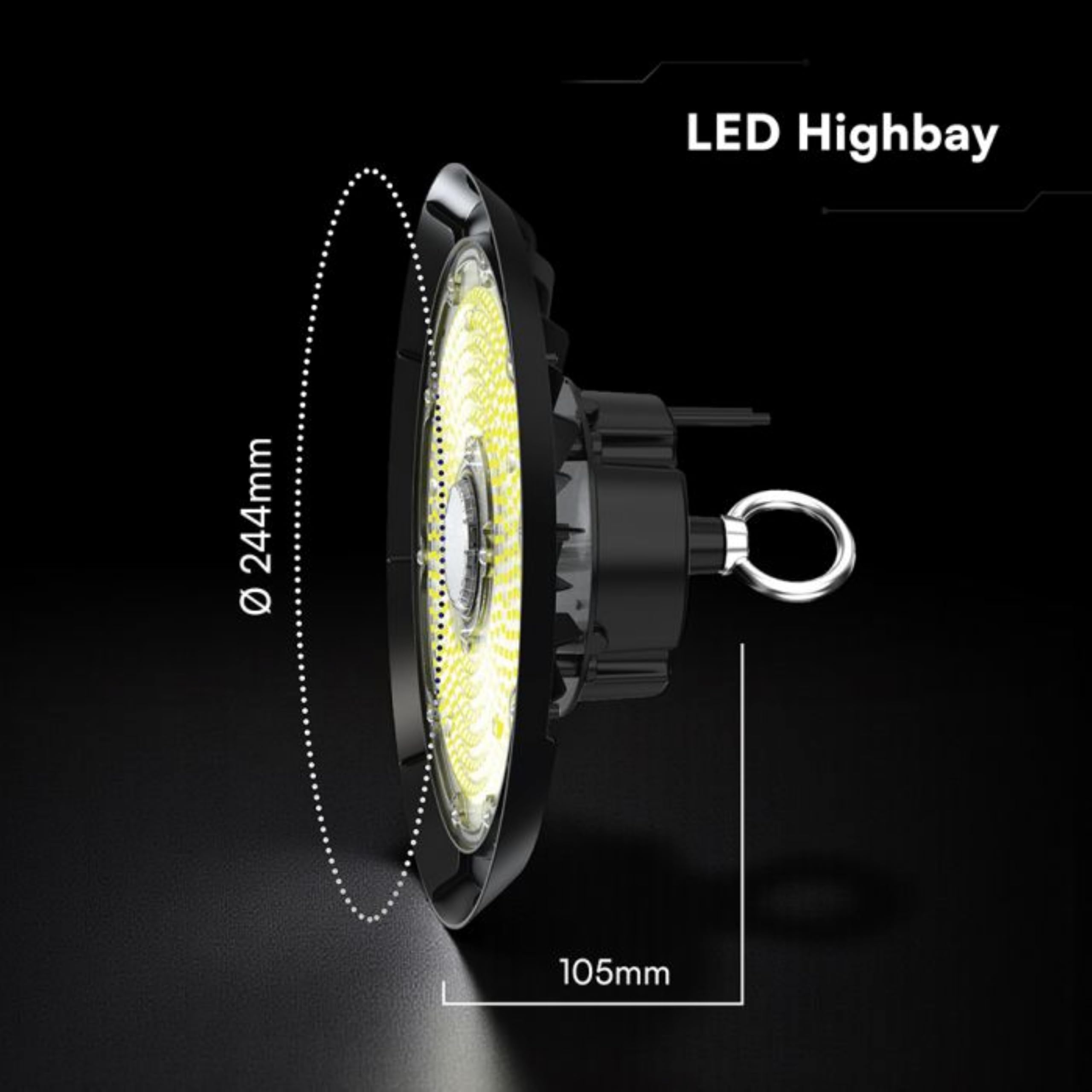 V-TAC Faro Industriale Led UFO potenza 100W - [CHIP CREE LED - RISPARMIO ENERGETICO ] - Lampada Industriale 13500 lm per Magazzino, Fabbrica, Officina - IP65 - Campana - Luce Naturale 4000K