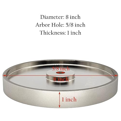 Miniatura 2 de Muela abrasiva CBN de 8 pulgadas de diámetro x 1 pulgada de ancho, eje de 5/8 pulgadas, afilar herramientas de corte de acero de alta velocidad,