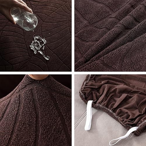 Miniatura 4 de vctops Fundas repelentes al agua para sofá reclinable de 8 piezas, diseño de hojas jacquard, elásticas, suaves para sofá reclinable de 3 cojines,