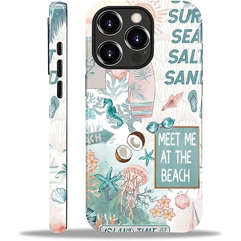 Designed for iPhone 15 Pro Max Case - Dual Layer Cell Protective Case - Scratch-Resistant Shockproof Cover for iPhone 15 Pro Max - Coastal Beach Summer Jellyfish Collage