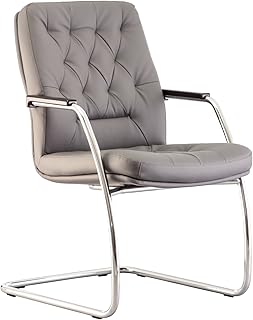 Silla de conferencia/silla de escritorio/silla de salón.Altura de asiento 49 cm). Siege gris en ECO PIEL, acolchada, puntadas, rgonomique.Design, moderno.