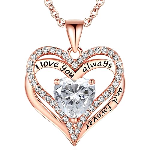 S925 Sterling Silver Necklace for Women, Wife Jewelry Rose Gold, Mom Birthday Valentines Mothers Day Gifts, Girlfriend Necklaces, Daughter Heart Jewel, Anniversary for Her