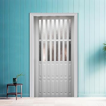 Folding Door Sliding Concertina Door Clear PVC Plastic Internal Doors Panel Divider 12mm Thick Panel 146 178cm