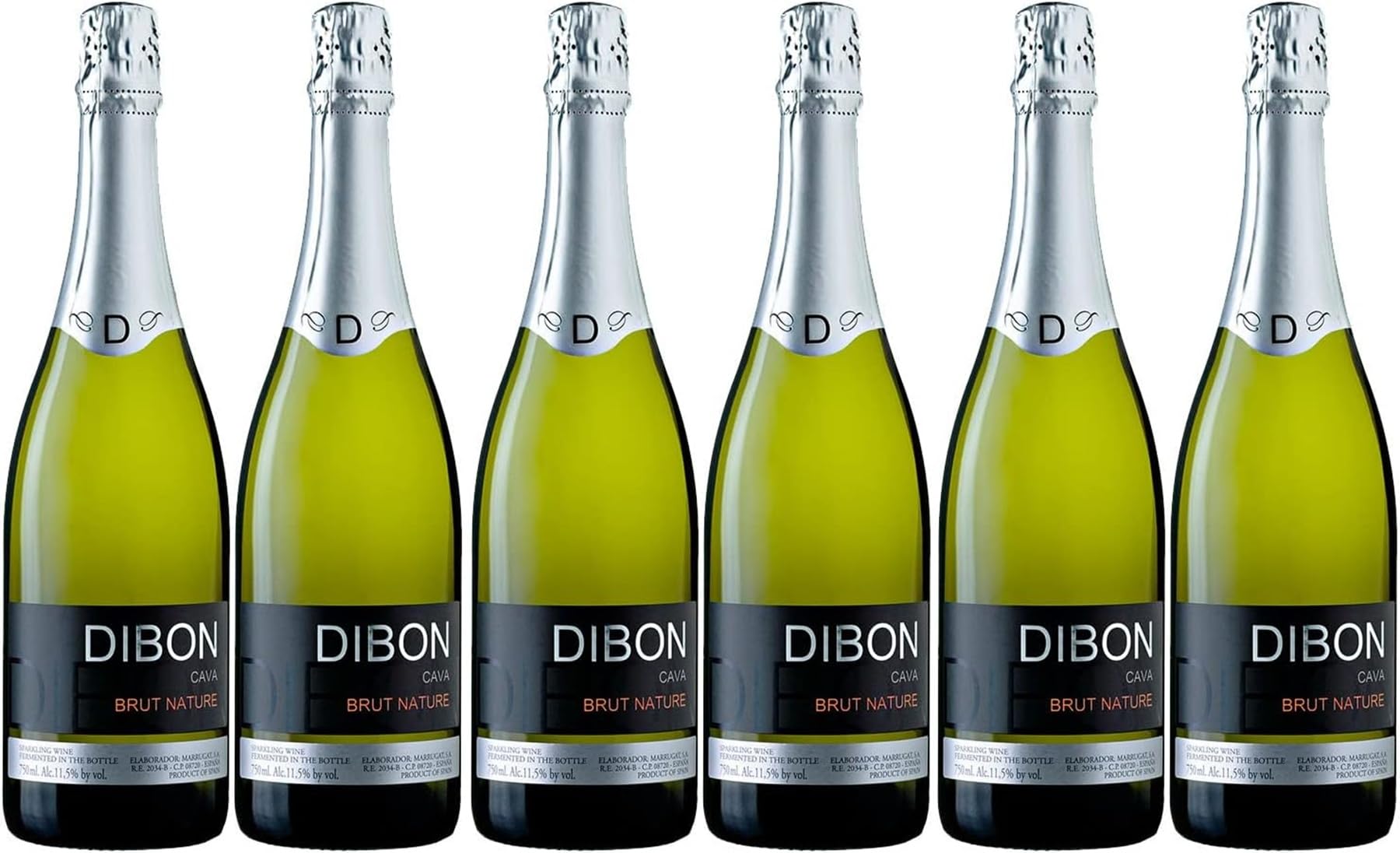 Cava Dibon Brut Nature – 6x750 ml – Traditionelle Flaschengärung mit Macabeo, Parellada, Xarel·lo – Feinperliger Premium-Cava – 11,5 % Vol.