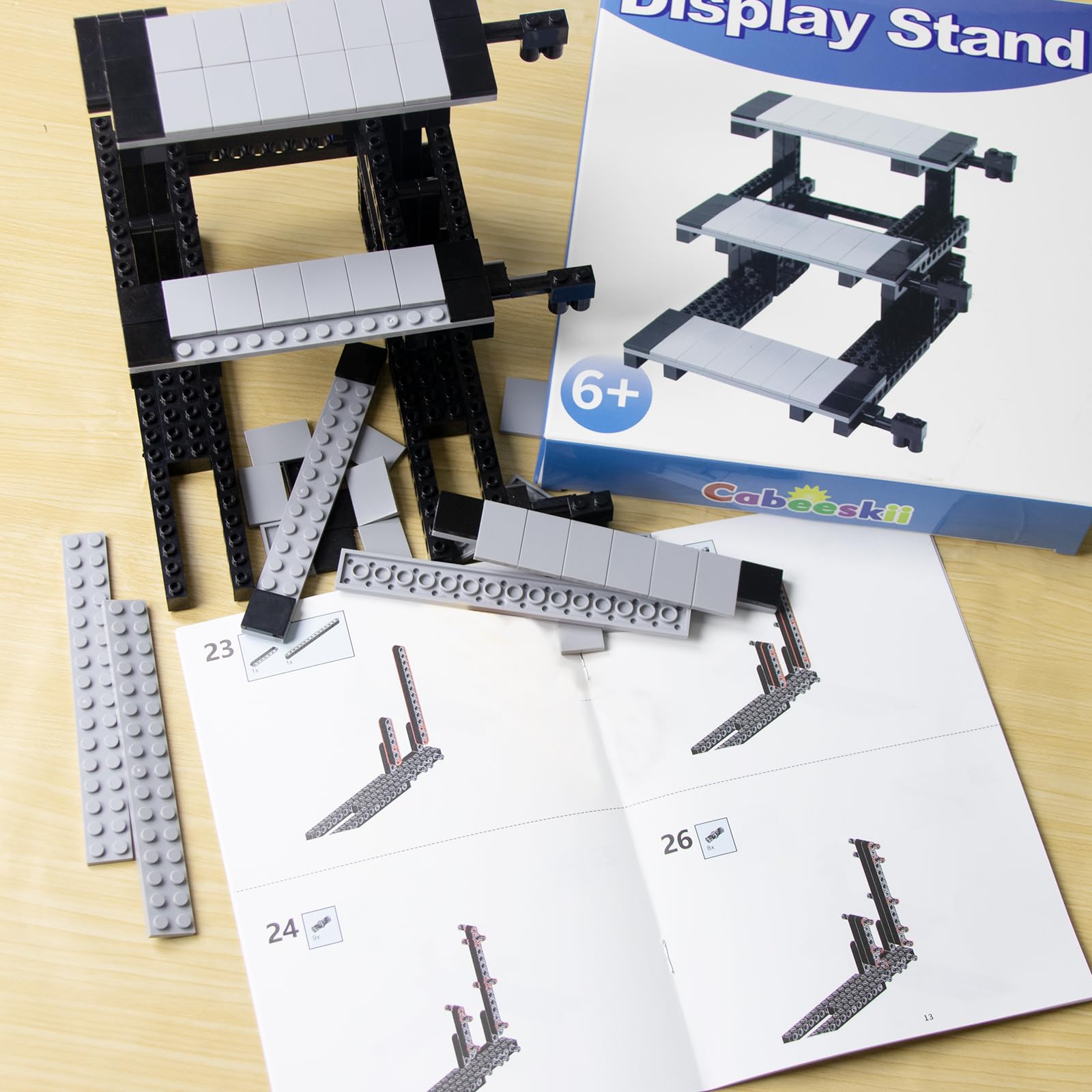 3-Tier Car Display Stand - Compatible with Lego Speed Champions Sets, 1-Piece Multi-Level Building Brick Display Case for Model Cars (Vehicles Not Included)