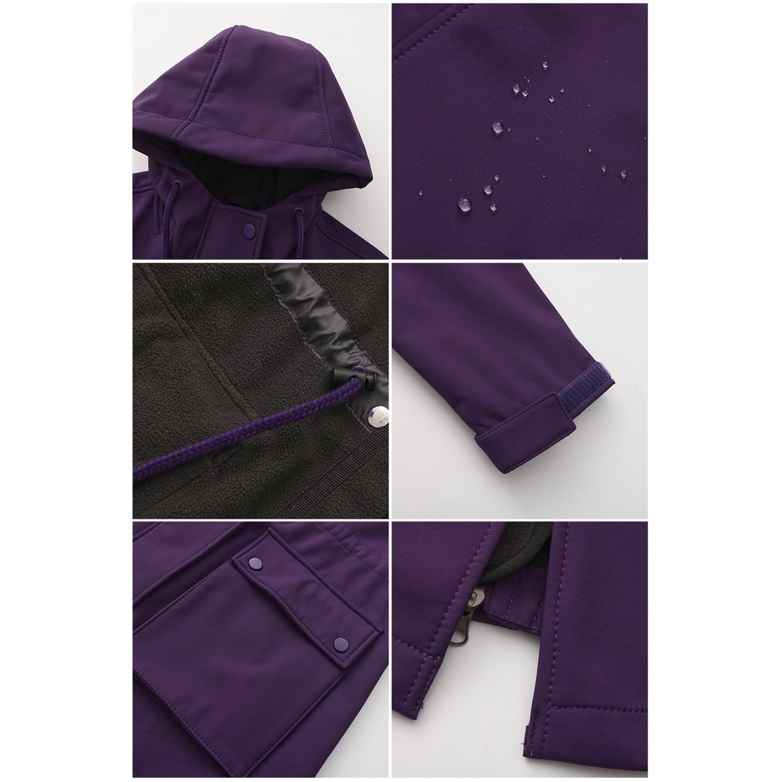 Generisch Trench da donna lungo con cappuccio, impermeabile, in softshell, antivento, per le mezze stagioni, traspirante, con cappuccio, giacca funzionale, elegante cappotto leggero per attività