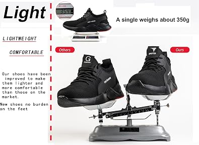 Black Safety Shoes Mens Safety Trainers Womens Steel Toe Cap Trainers Work Boots Lightweight Breathable Industrial Sneakers