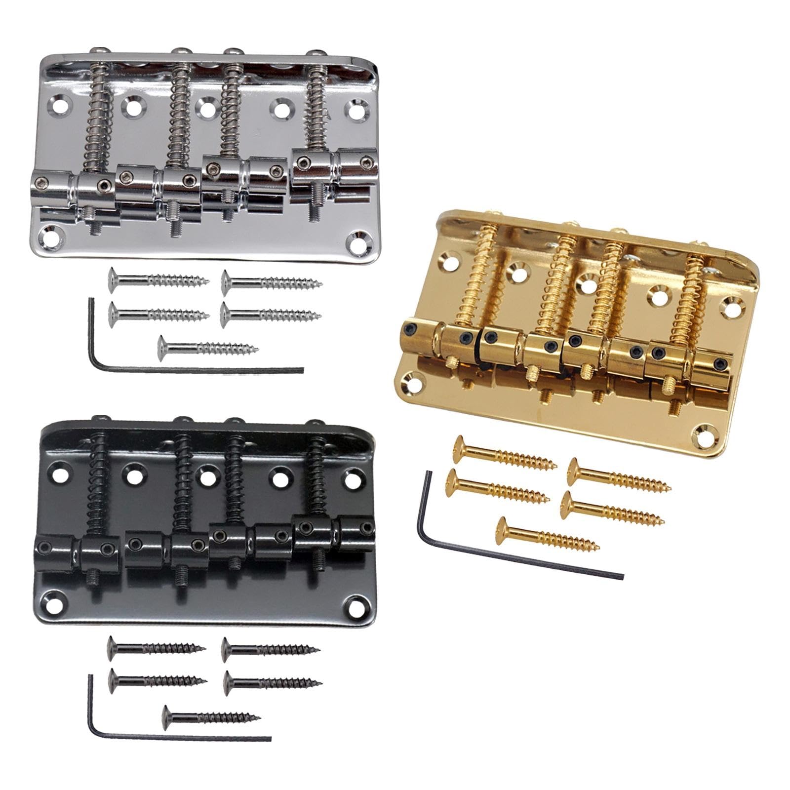 Juego De Puente Para Guitarra Eléctrica 4 Strings Bass Bridge Tailpiece Saddle Bridge Electric Guitar Plate Instrument For Electric Guitar (Color : Aureate)