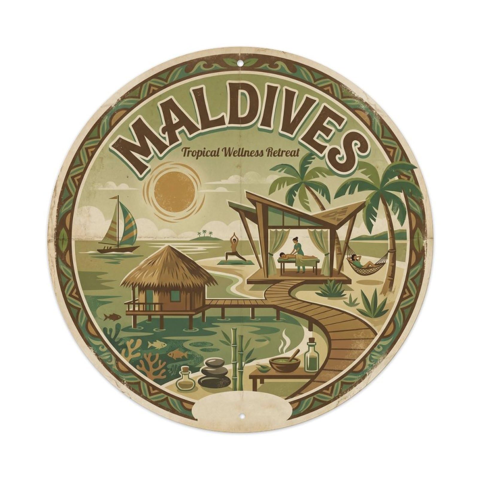 Coral Coast Maldives Coastal Lagoon Travel Metal Tin Sign