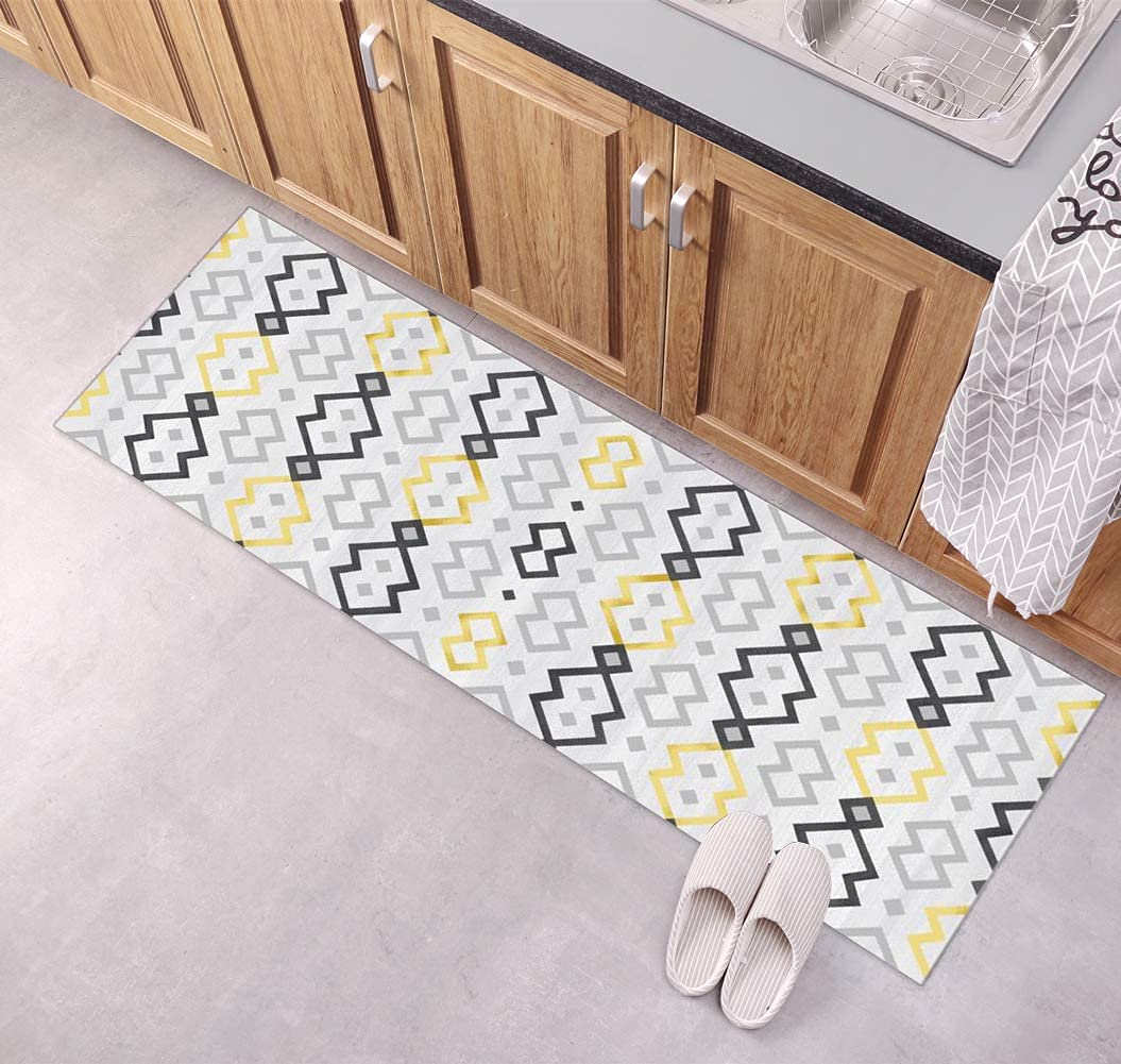GJIF Tapis de Couloir Passage Cuisine Antidérapant Géométrie Design Moderne, pour Couloir/Cuisine/Escaliers, Largeur 60cm / 70cm/ 80cm / 90cm/ 100cm / 120cm(Size:90x180cm