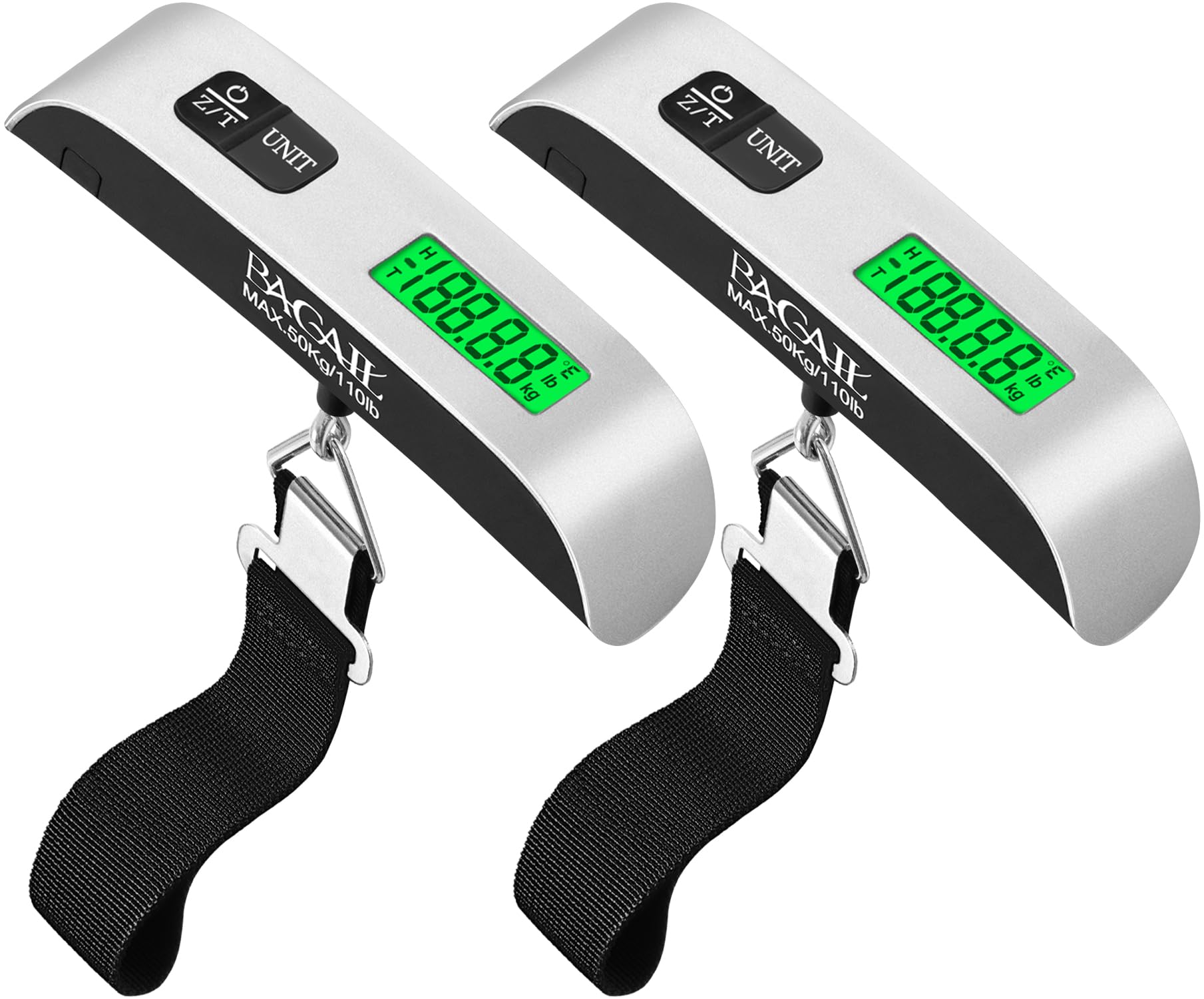 BAGAILDigital Luggage Scale, 110lbs Hanging Baggage Scale with Backlit LCD Display, Portable Suitcase Weighing Scale, Travel Luggage Weight Scale with Hook, Strong Straps for Travelers