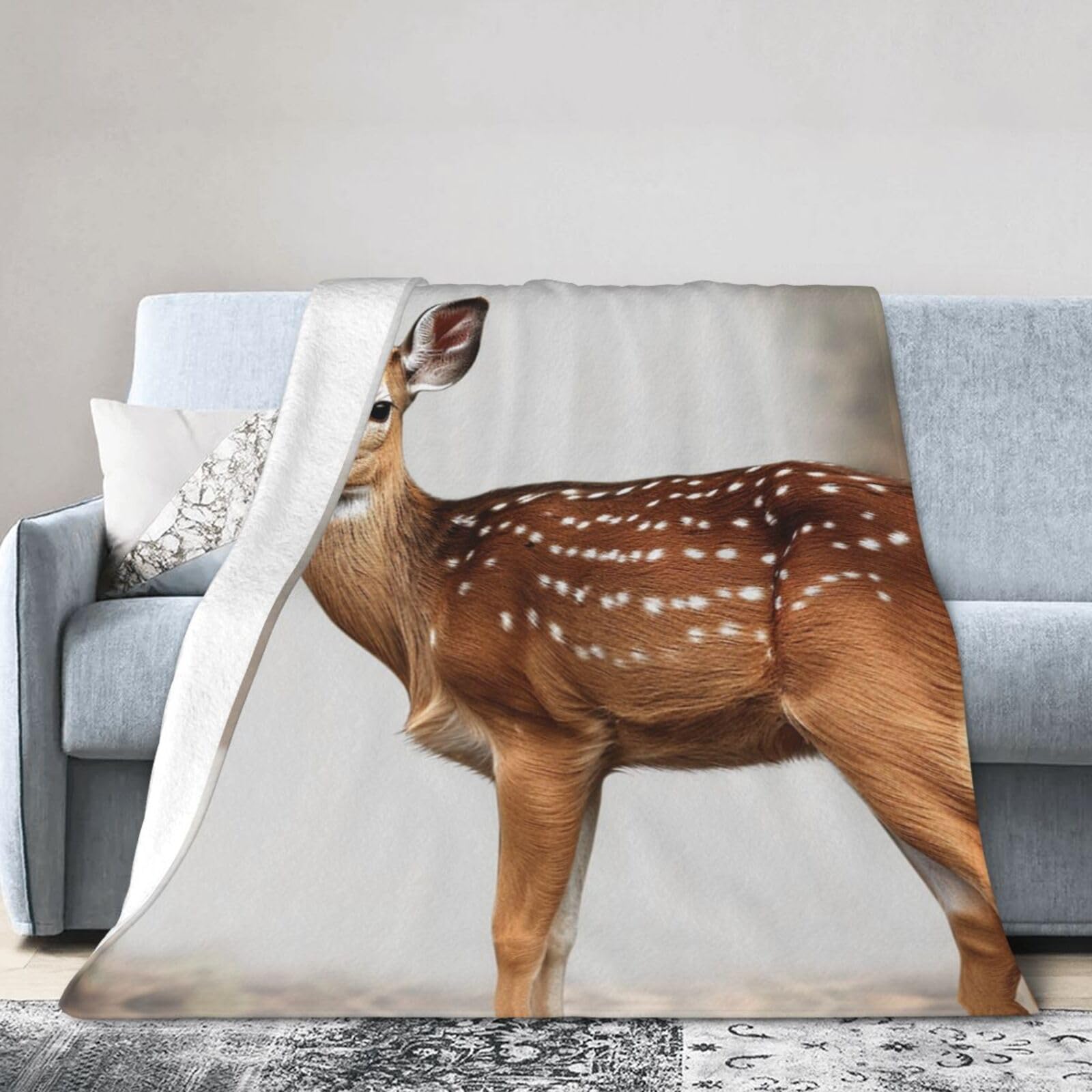 Couverture polaire douce motif cerf un cadeau chaleureux pour la famille