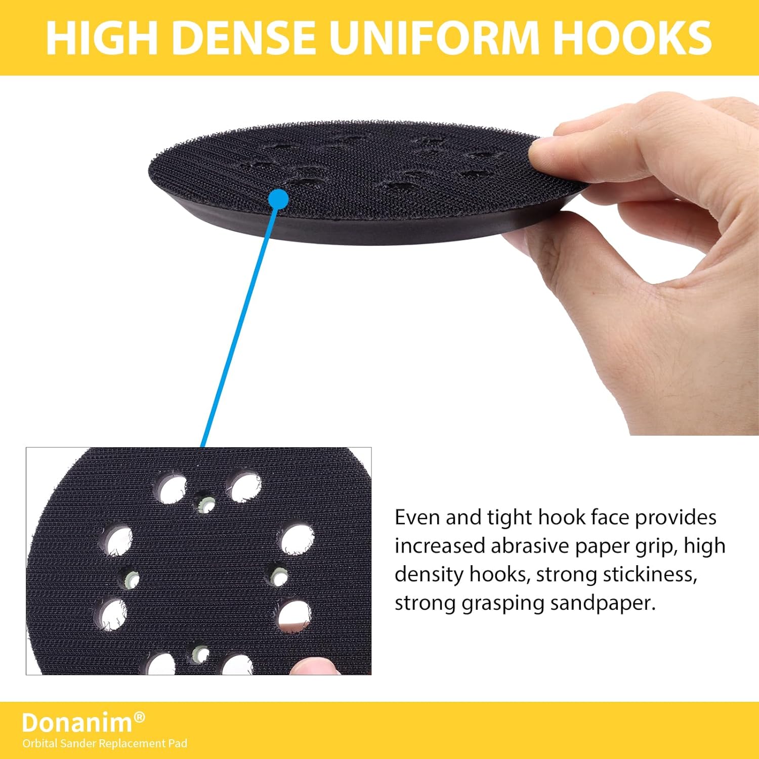 2 Pack Sander Pad for DWE64233 N329079, 5 Inch Hook and Loop Orbital Sander Replacement Pad Compatible with DeWalt DWE6423 DWE6421 DCW210B Random Orbital Sander