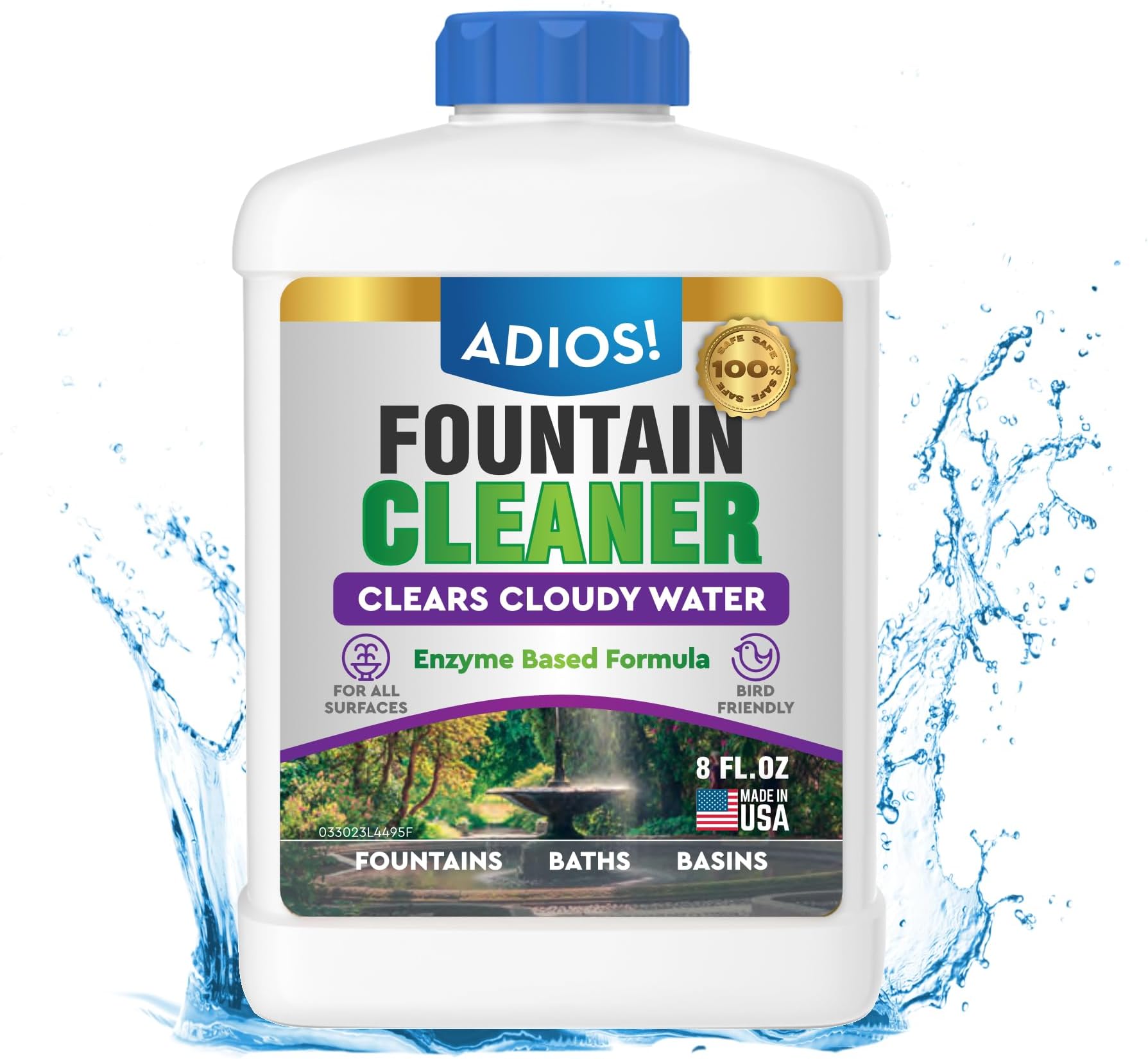Fountain Cleaner and Clarifier for Outdoor and Indoor Fountains – Safe for Plastic, Metal, Glass and Stone (8oz)