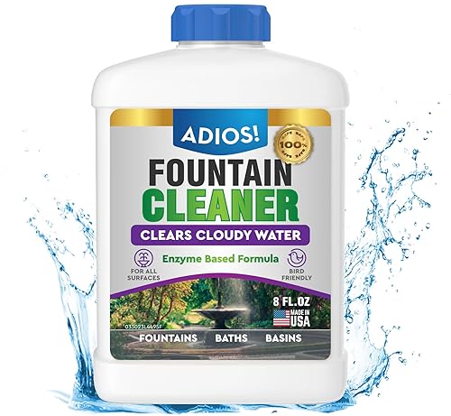 Limpiador y clarificador de fuentes para exteriores e interiores, seguro para plástico, metal, vidrio y piedra (8 onzas)