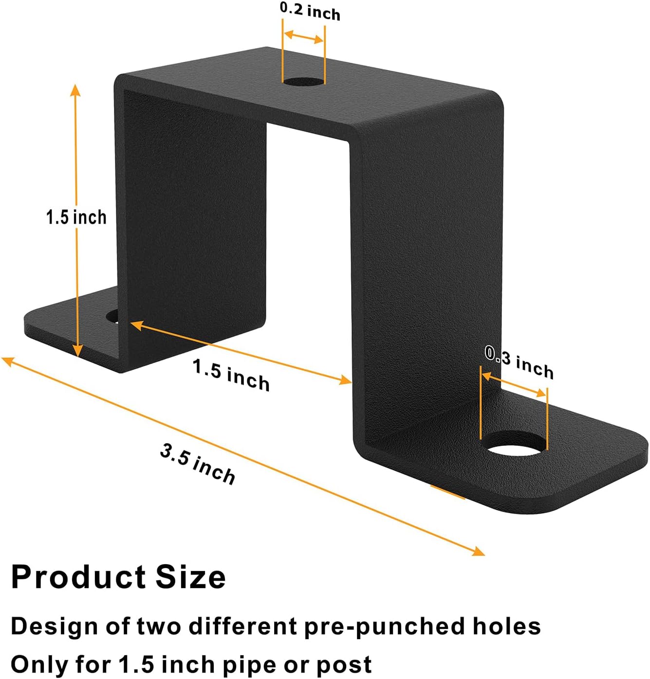 4Pcs Black Strap Heavy Duty Wood Deck Fence Tie for 1.5"x1.5" Post U-Shaped Pipe Clamp Bracket Gazebo Mounting Brackets