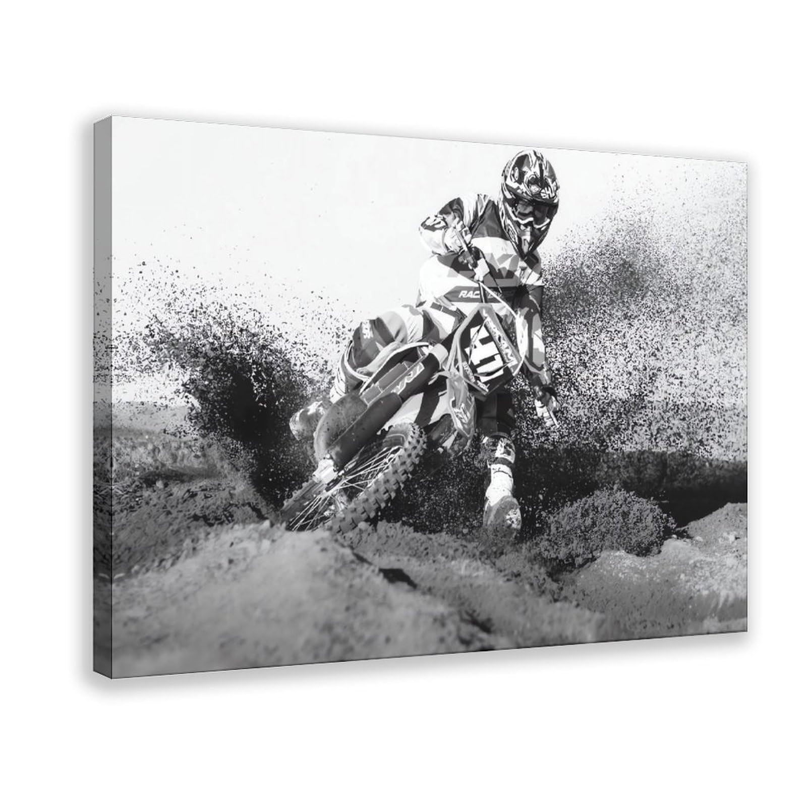 Qnvjqkdsi Frame Motorcycle Rider Poster Canvas Poster Bedroom Decor Landscape Office Room Decor Gift 24" L X 36" W