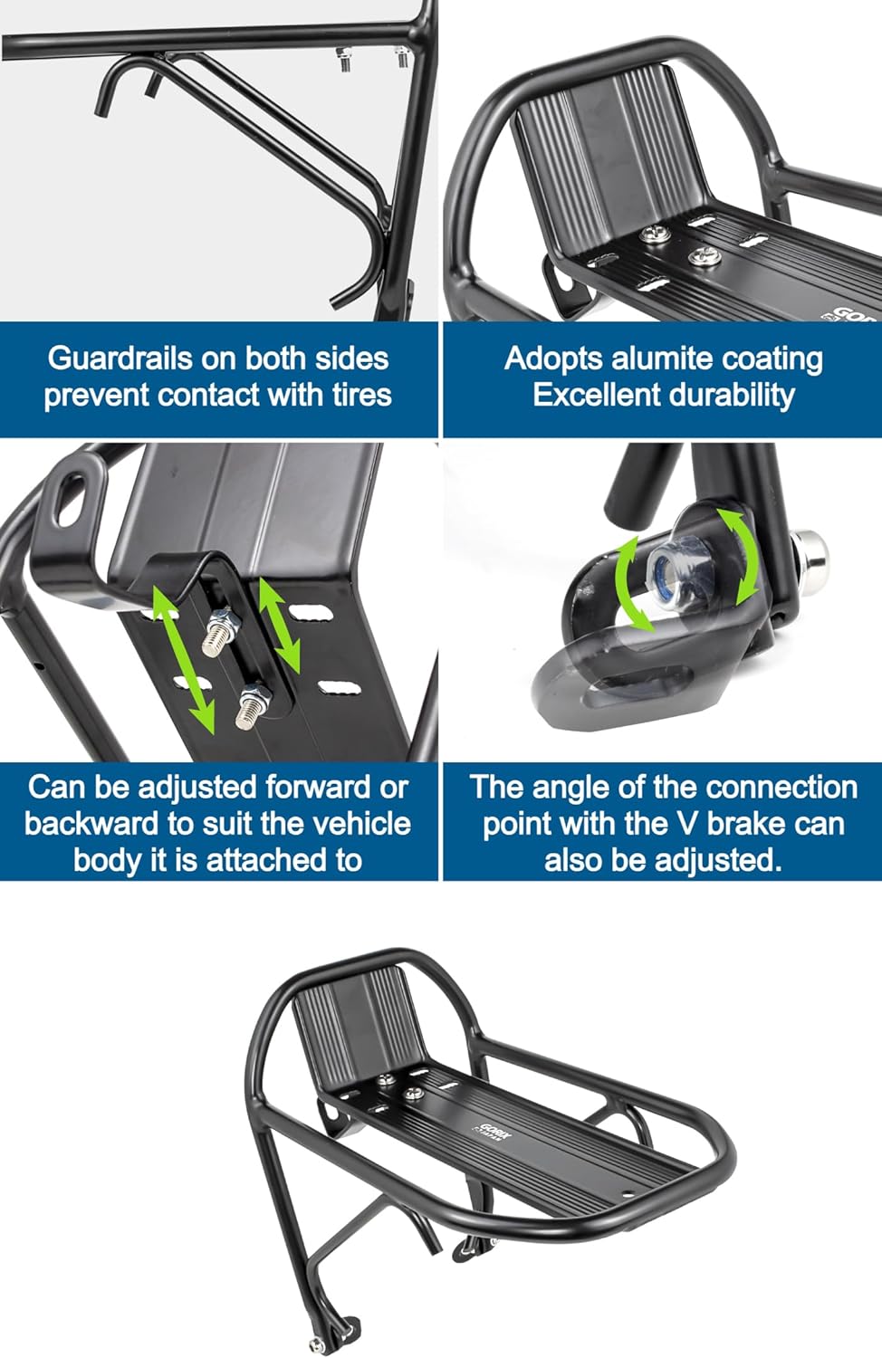 GORIX Bike Front Rack Carrier 700c 24-28in Aluminum Light Bicycle (GFR5566)