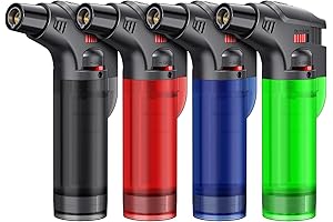 Torch Lighter, 4 Pack Windproof Refillable Butane Fire Lighter for Candles Fireplaces BBQ Grill