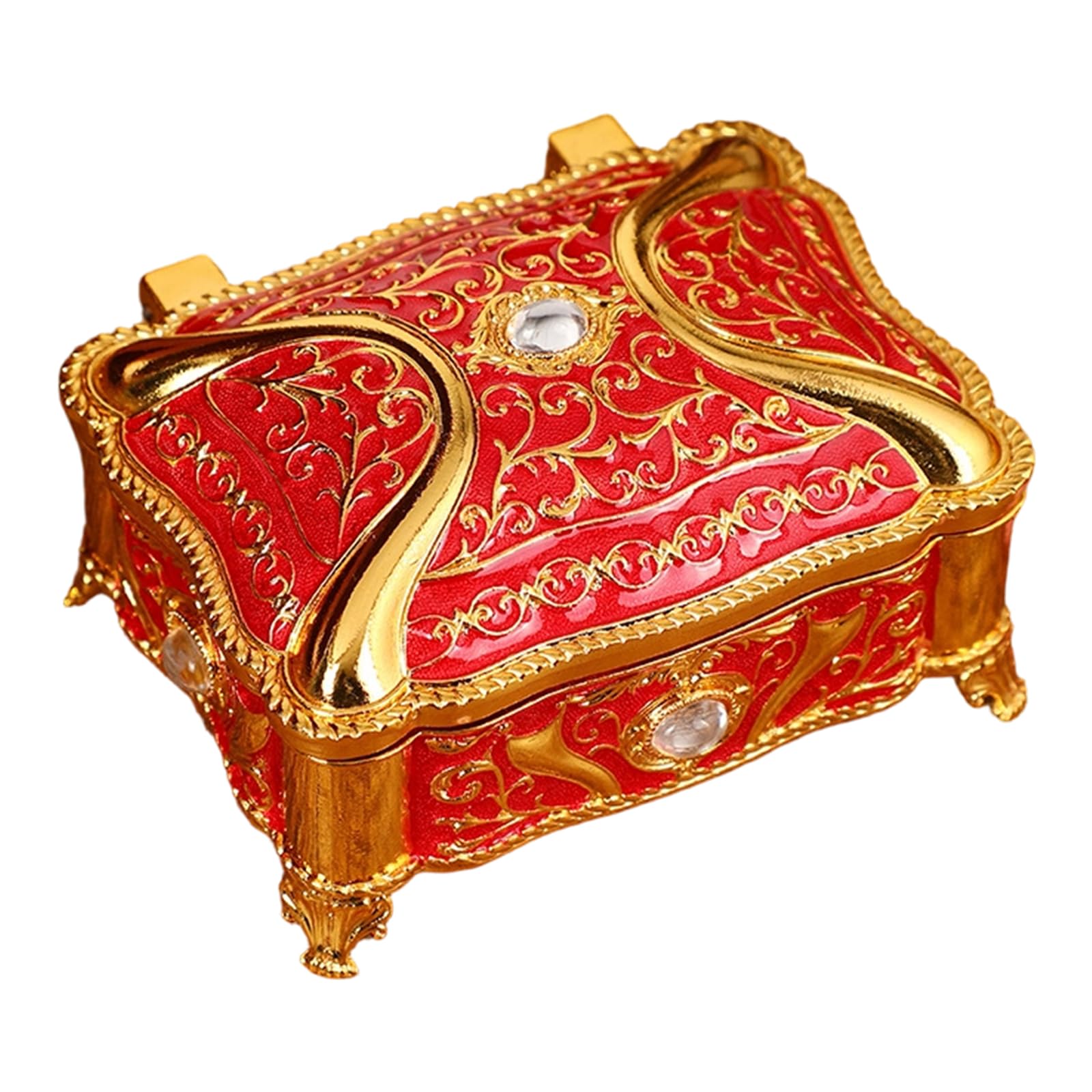 CAZSTYK Ornate Floral Pattern Jewelry Display Box Craft of Sturdy Alloy with Enameled Finish Stylish Jewelry Case