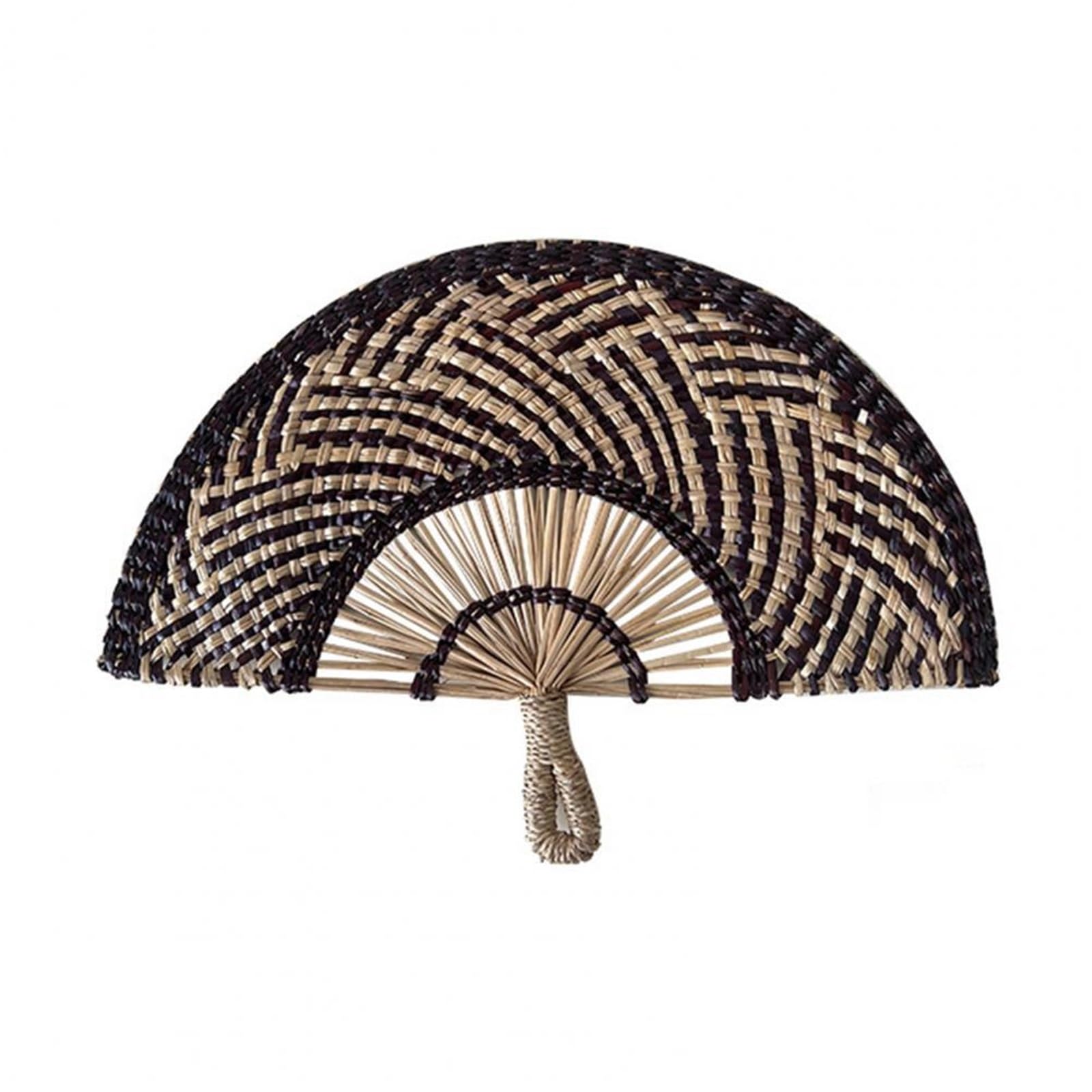 Woven Hand Fan, Woven Straw Fan Multicolor Handheld For Parties Outdoor Decor(Black)