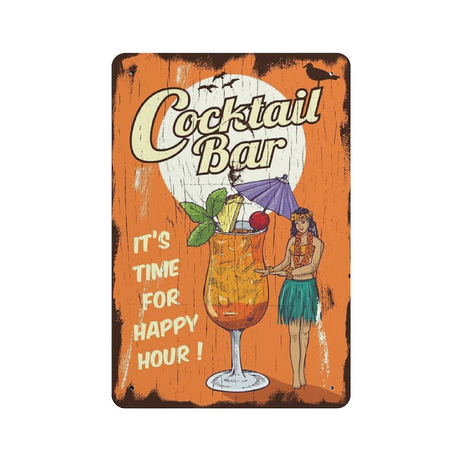 Metal Tin Sign Cocktail Bar Vintage Tin Poster Metal Sign Wall Decoration Country Kitchen Home Garage Decor 12"x8"