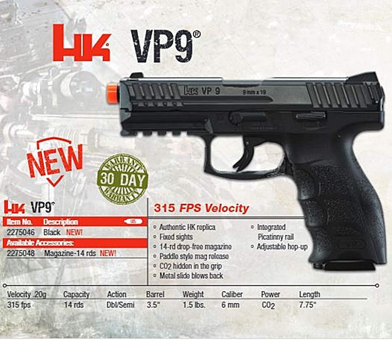 Elite Force HK Heckler & Koch VP9 Blowback 6mm BB