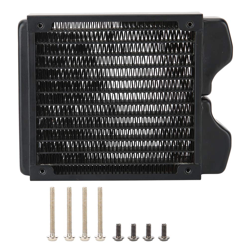 Cocoarm Disipador de Calor del Radiador de Refrigeración por Agua de Cobre Roscado 12 Tubos G1 4 Puertos con Recubrimiento en Polvo 120 Mm 240 Mm 360 para Computadora PC Instrumento de Belleza (120mm)