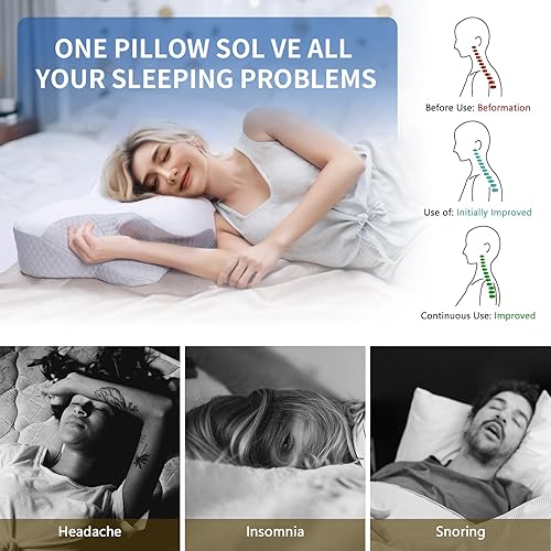 Miniatura 6 de Almohada cervical para aliviar el dolor de cuello, almohadas de espuma viscoelástica para dormir, almohada ergonómica para dolor de hombro, almohada