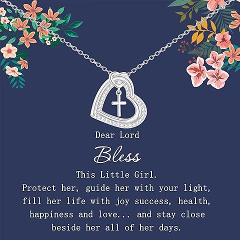 GLEZZA Cross Necklace for Daughter Baptism First Communion Confirmation Graduation Gifts for Daughter