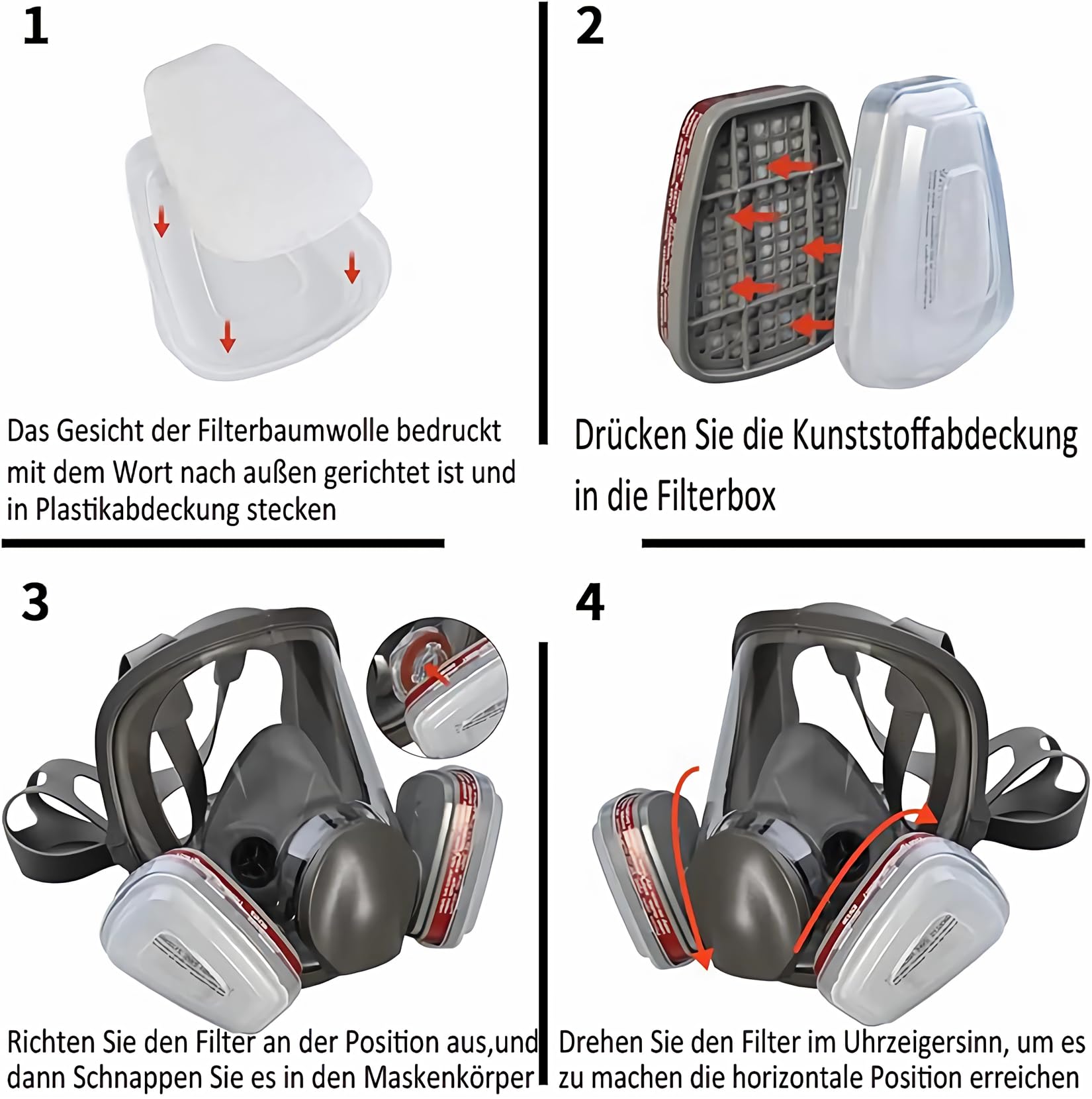 Professionelle Wiederverwendbare Vollmaske Abdeckung,für Malerei schützt, Gas, Farbe, Staub, Chemikalien und anderem Arbeitsschutz