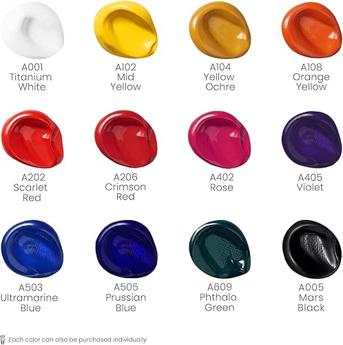 Miniatura 3 de Arteza Juego de arte acrílico, incluye caballete de mesa, 12 tubos de pintura acrílica, papel de paleta, 10 pinceles, almohadillas de lienzo y