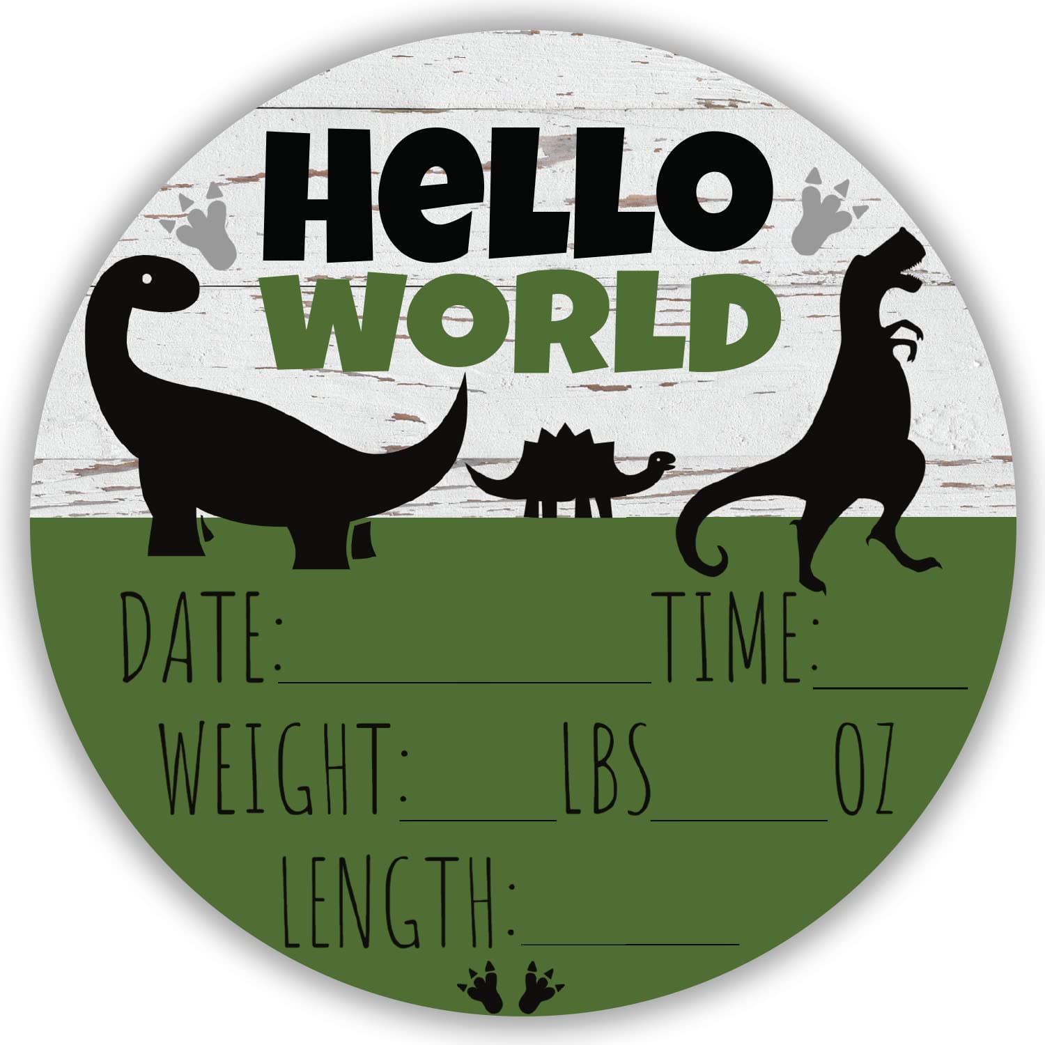 Hello World Newborn Baby Announcement Sign Shower Gift Baby Birth Stats Hospital Photo Props Gender Reveal Girl Boy Neutral Nursery Wall Decor Gifts Baby Book Keepsake (Dinosaurs)