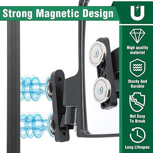 Miniatura 4 de HECASA Espejos laterales magnéticos universales para tractor, compatibles con John Deere, Kubota, Kioti, Mahindra, espejos magnéticos fuertes,