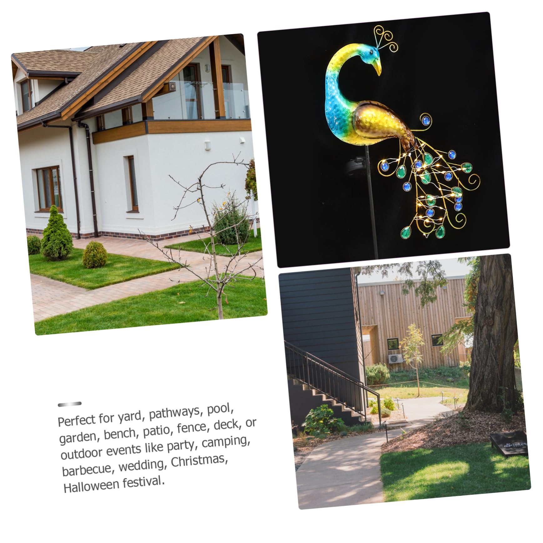 OFFSCH Solar-Powered Peacock Landscape Lamp Waterproof Led Garden Yard Light Decorative Night Light Easy Install Ground Insert Lamp