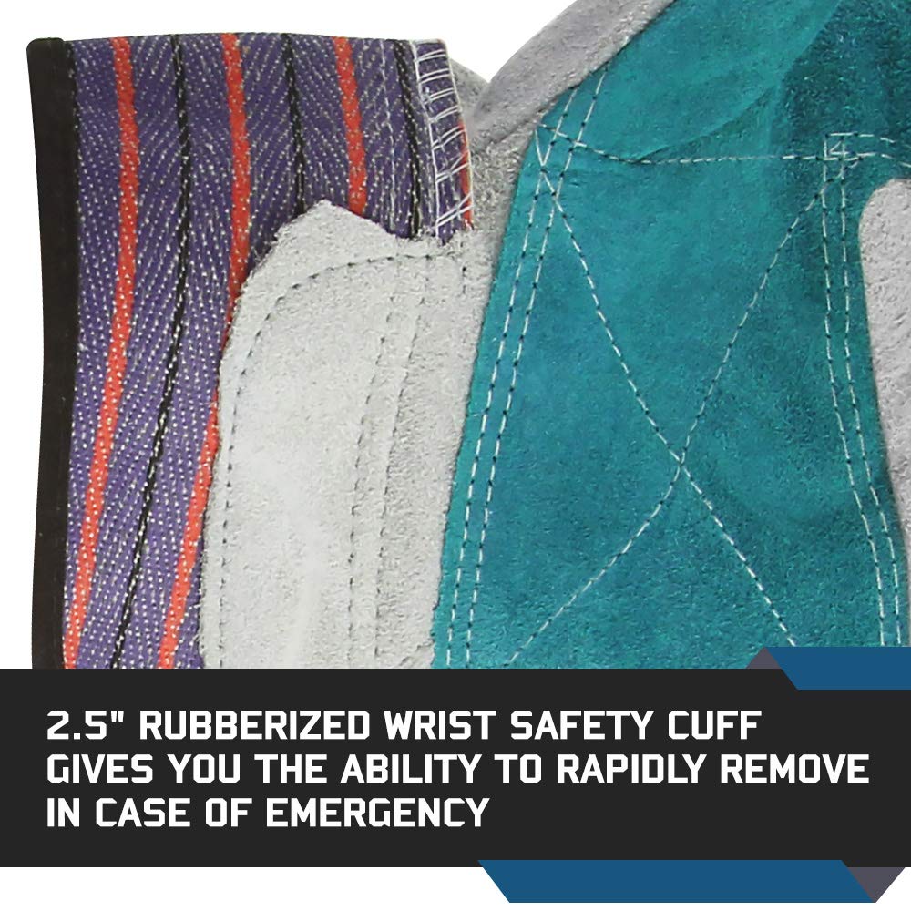 Glove Station - Guantes de trabajo resistentes de doble capa de piel vacuno dividida con puño de seguridad de goma (XL (XL), 12 unidades)