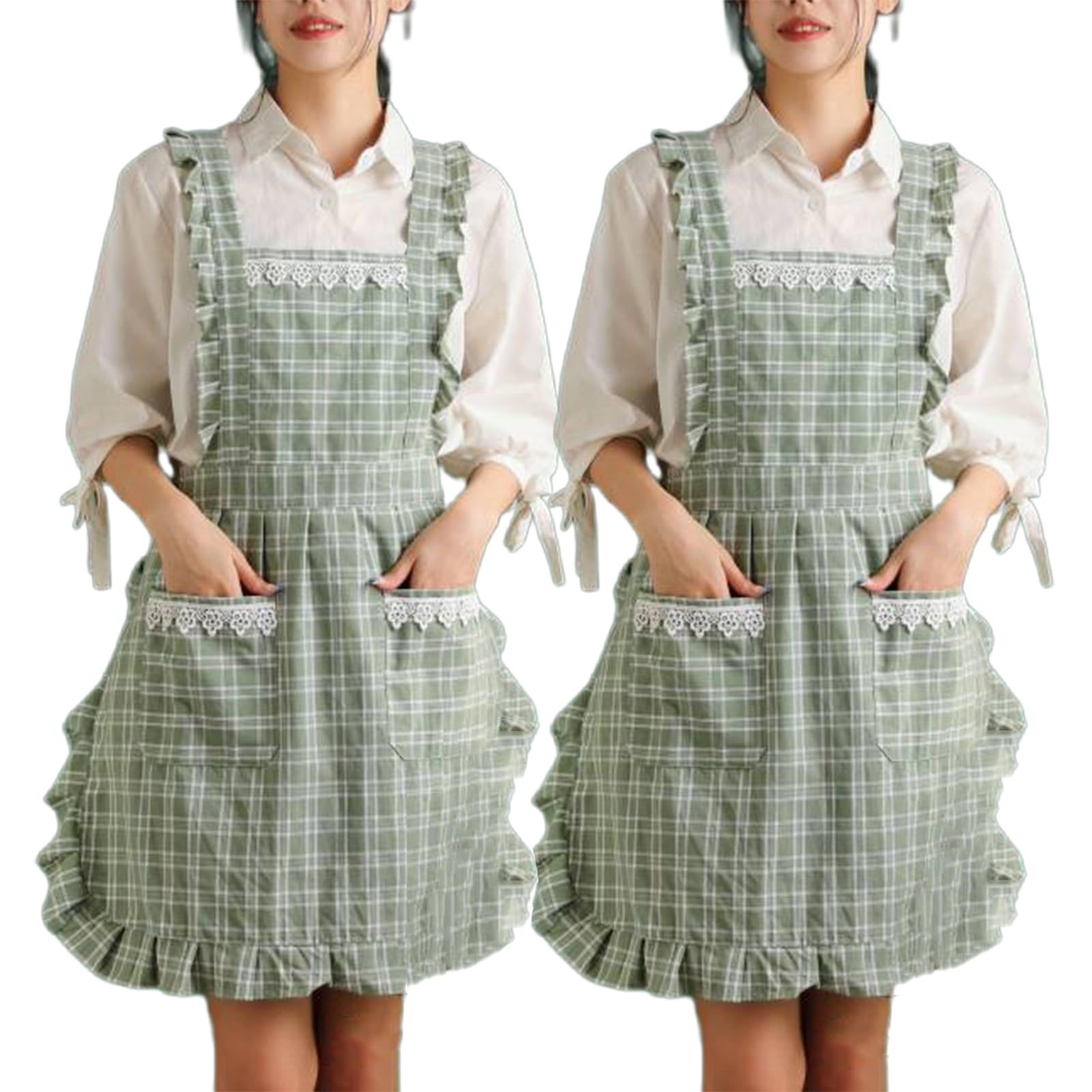 Tablier de cuisine vintage vert pour femme idéal pour le jardin et les barbecues
