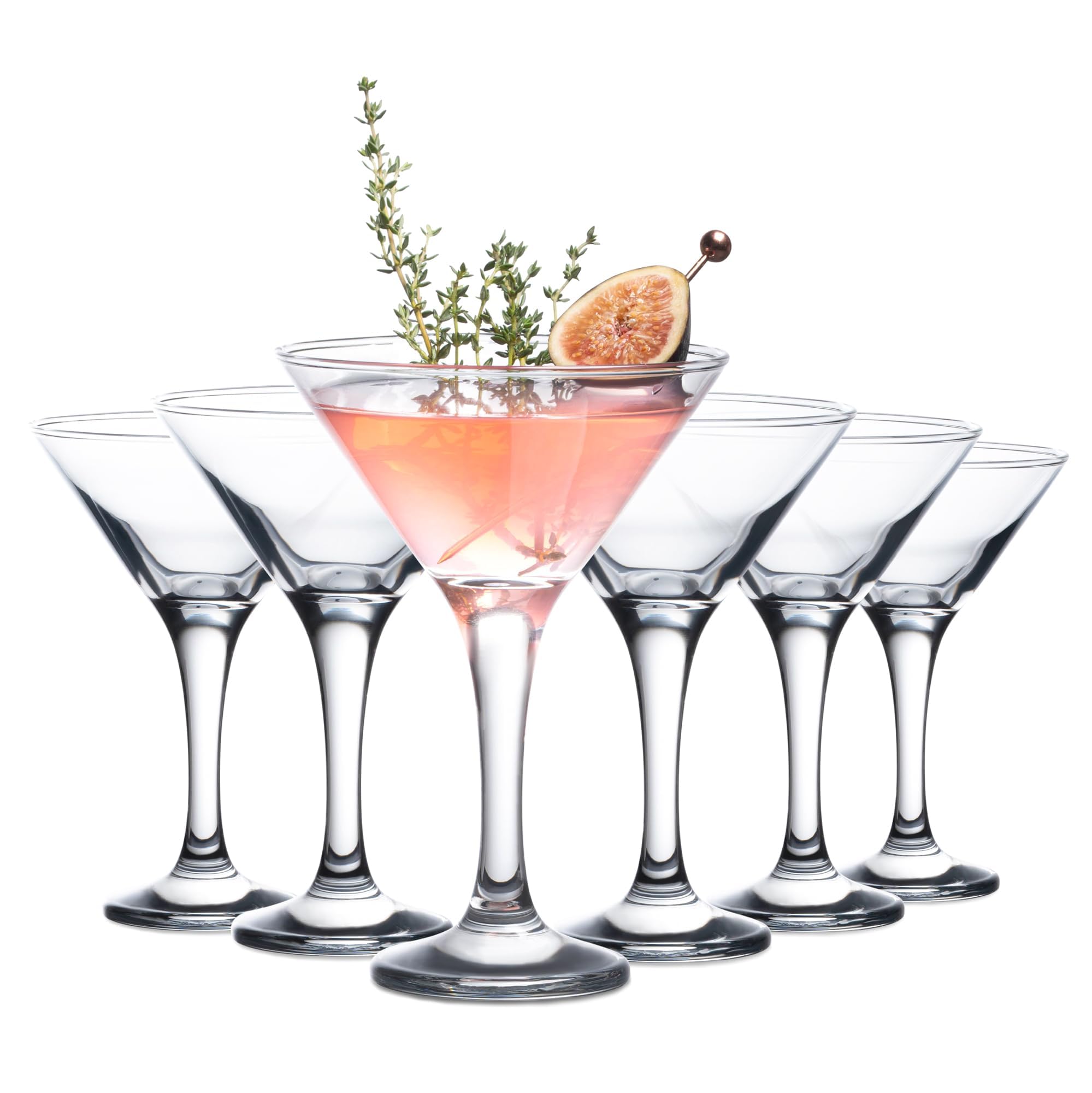 Vasos de Martini Vikko, 6 onzas, perfectos para fiestas, bodas y uso diario, construcción gruesa y duradera, aptos para lavavajillas, juego de 6 copas de Martini de cristal transparente