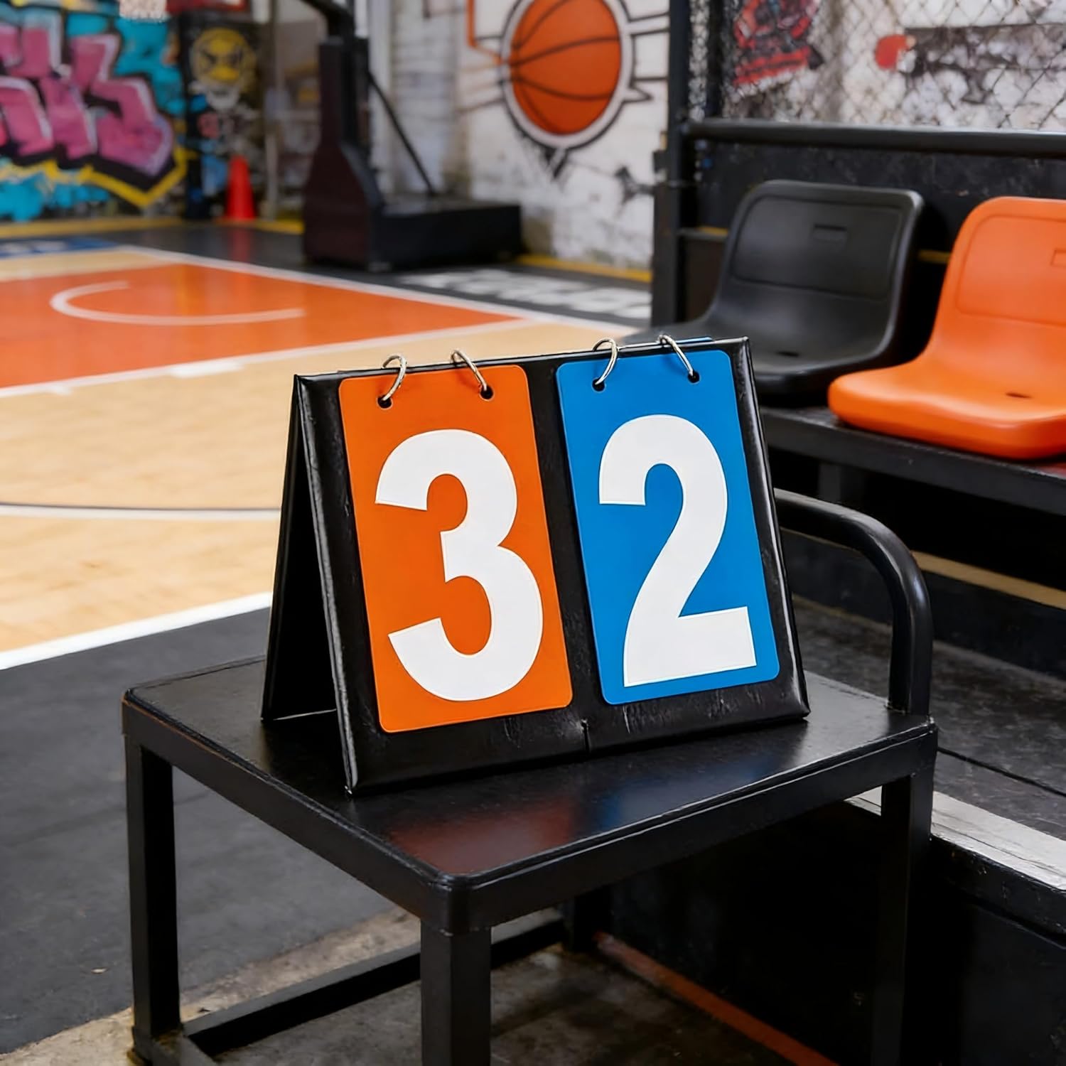 PU Leather 2-Digit Flip Scoreboard, 6.3x7.9 Inch Portable Waterproof Sports Score Keeper for Basketball Volleyball Tennis Baseball Schools Recreational Activities